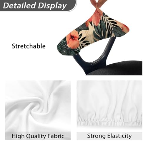 Hibiscus Print Office Chair Arm Covers, 2 Pack Monstera Palm Tree Print Chair Arm Rest Covers, Stretchy Comfort Office Chair Armrest Slipcovers for Rotating Chairs