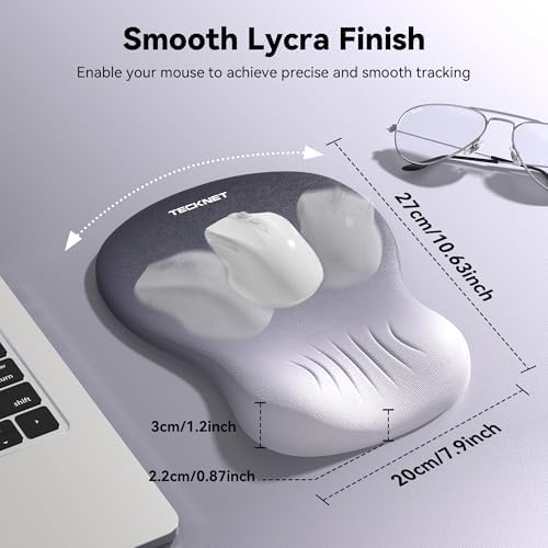 TECKNET Ergonomic Mouse Pad with Wrist Rest, Smooth Surface & Non-Slip Base