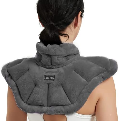 MORLIDEN Neck Heating Pad Microwavable for Shoulders, Warmer Wrap Microwave Heating Pad for Neck and Shoulders for Pain Relief - Gray