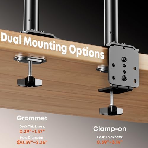 Quad Monitor Mount for 17-27 Inches - Fully Adjustable Heavy Duty 4 Monitor Arm Desk Mount, Max Load 22lbs per Screen, Clamp/Grommet, VESA 75/100 mm, Black