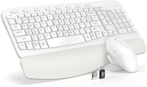 SABLUTE Wireless Keyboard and Mouse Combo with Ergonomic Wave Key