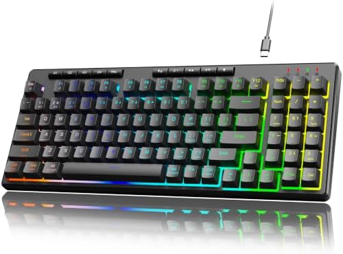Redragon K517 Pro Wired Gaming Keyboard, RGB Backlit, Mechanical Feel 94 Keys Computer Keyboard with 4 Macro Keys, Number Pad, Anti-Ghosting, 4000mAh Battery for Win/MAC, PS4/5