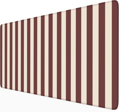 Maroon Beige Striped Desk Mat Cute Pastel XXL Large Gaming Mouse Pad Desk Pad Kawaii Cozy Aesthetic Keyboard Laptop Computer Mat