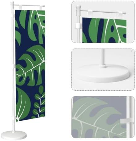 Green and Navy Palm Leaf Deluxe Desk Flag Set, 12 x 4 Inch Miniature Table Flag with 14" Pole & Stand Base