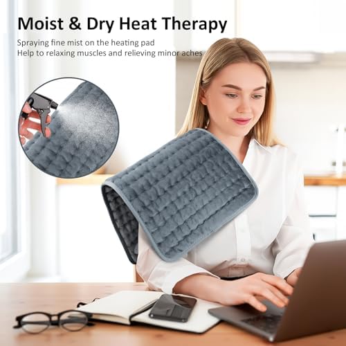 Heating pad for Back/Shoulder/Neck/Abdomen, Heating Pads with 6 Fast Heating Settings, Auto-Off, Machine Wash, Birthday Gifts for Women Mom Men Dad, Extra Large 12"x24", Iron