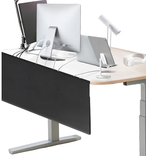 48" Under Desk Privacy Panel Self-Adhesive Modesty Panel with Wire Pocket for Cable Management Organizer Heavy Duty Desk Skirt - Office Home or Standing Workstation Concealer Shield