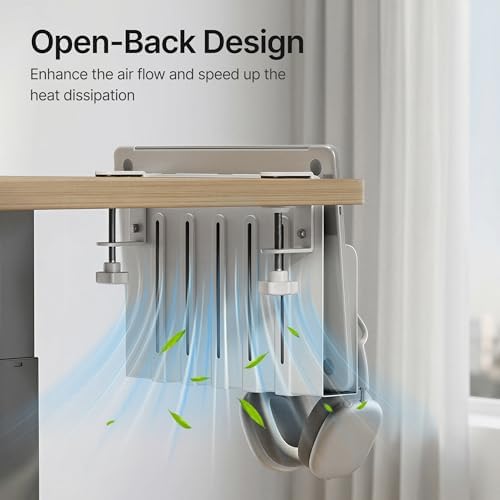 Under Desk Storage Organizer, Laptop Holder for 0.4"-2.2" Desk Edge, White