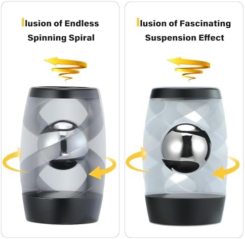 Kinetic Optical Illusion Toys, Kinetic Desktop Fidget Spinner Toys, Cool Gadget Desk Toy Fidget Toys Gift for Various Holidays, Kinetic Spinner Ball Relieve Stress Anxiety for Kids and Adults (Black)