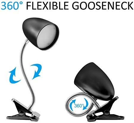 E ENERGETIC LIGHTING Clip on Light for Bed, Non-Dimmable Clip on Reading Light for Bed, 4000K Cool White, 3.5W 240 LM Desk lamp with clamp, Eye Protection, ETL Listed, Black