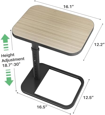 Kitstorack Upgraded TV Tray Table with Panel Lock, Adjustable Height & 90° Flip-Over Design, Sofa Arm End Side Table for Eating, Dinner, Snack, Laptop, Couch, Bed, Chair or Small Spaces, Gray