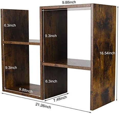 PAG-Mass Desktop Bookshelf Freestanding Wooden Countertop Bookcase Accessories Organizer Display Rack Dorm Desk Storage Shelf