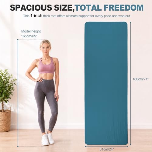 HULKFIT High Density Non Slip Yoga Mat, Extra Thick Exercise Mat with Carrying Strap, for Pilates, Fitness, Home Gym & Floor Workouts - Multiple Thickness & Multiple Color