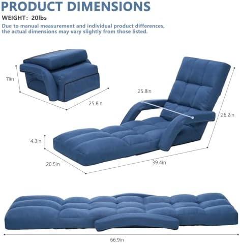 Adjustable Floor Gaming Chair with Footrest, 14-Position Backrest