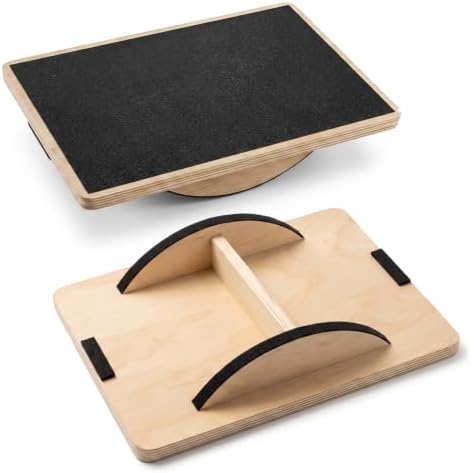 Balance Board, Wobble Board for Adults - Anti-Slip 350LBS Wooden Rocker Board for Core Strength, Stability Training, Standing Desk Exercise, Coordination & Home Gym Workout
