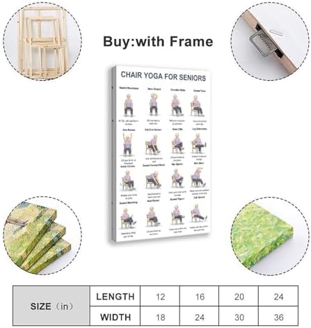 Chair Yoga for Seniors 16 Gentle Seated Poses Chair Workout Routine Canvas Poster Bedroom Decor Room Decor Frame 24x36inch