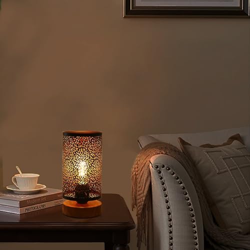 Small Industrial Table Lamps Dimmable, Bedside Lamps for Nightstand,End Table Side Desk lamp with Rustic Black Metal Cage Lampshade for Bedroom, Kids Room Living Room 2700K LED Bulb Included