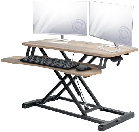 VIVO Reclaimed Wood 32 inch Desk Converter, DESK-V000KP
