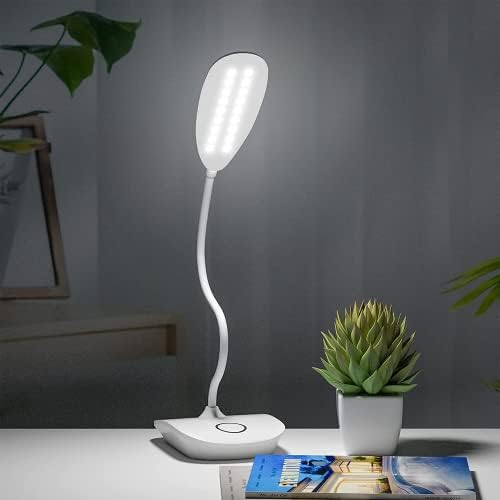 DEEPLITE Battery Operated Desk Lamp, LED Desk Light 3 Lighting Stepless Dimming, Table Lamp 5W Touch Control Eye Caring, Flexible Gooseneck, Portable Reading Light for Dorm Study Bedroom (Set of 2)