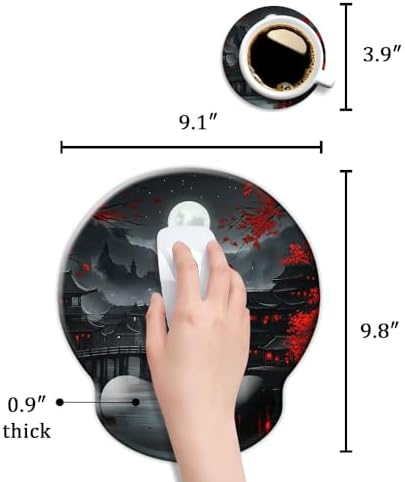 Ergo Comfort Gel Wrist Rest Mouse Pad-Ergonomic Office Mousepad with Wrist Support-Non-Slip, Design Desk Accessories Mat for Home&Game Decor Full Moon