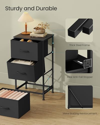 SONGMICS Dresser for Bedroom, Small Dresser with 3 Fabric Drawers