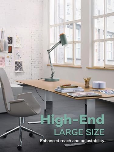 TORCHSTAR Tall Swing Arm Desk Lamp with Wooden Accent, Large Size, Green