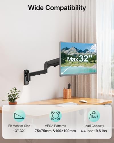 MOUNT PRO Monitor Wall Mount for 13 to 32 Inch Screens, Holds up to 19.8lbs