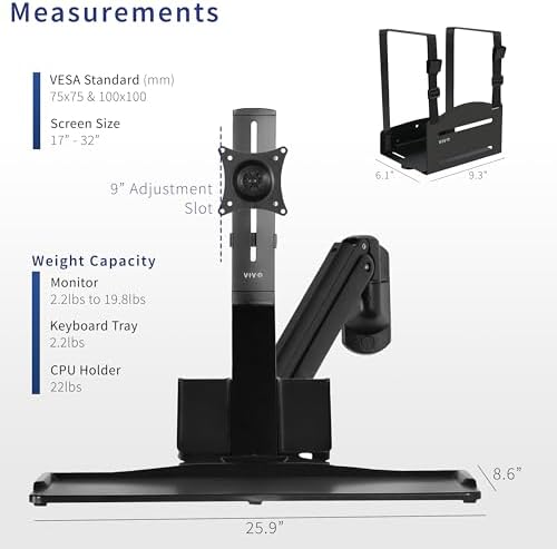 VIVO Monitor & Keyboard Counterbalance Sit-Stand Wall Mount, STAND-SIT1WD