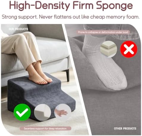 Foot Rest for Under Desk at Work,Ergonomic 2-Height Sponge Foot Stool for Office, Home, Sofa & Gaming Chair, Desk Accessories Footrest Cushion to Support Legs, Relax Ankles & Relieve Pain(B-Dark gray)