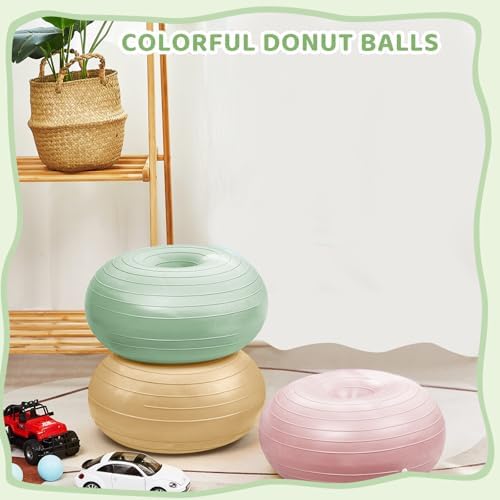 Lewtemi 1/2/3 Pcs Flexible Seating for Classroom Elementary 20 Inch Yoga Ball Chair for Kids Wobble Chair for Sensory Kids Large Donut Ball Seats with Inflator for School Office