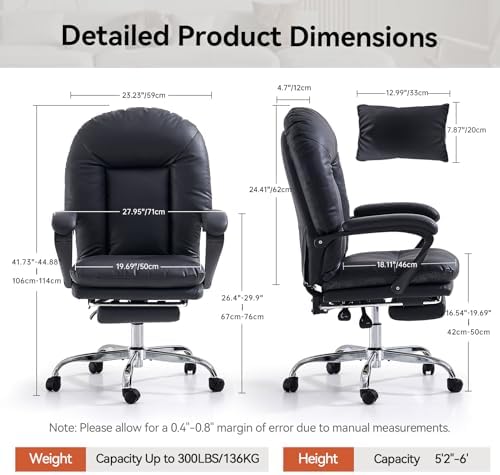 EMIAH Heated and Massage Office Chair with Foot Rest Reclining, Black