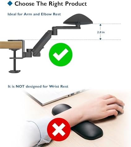BONTEC Adjustable Arm Rest for Desk, 360° Rotating & Extendable, Aluminum