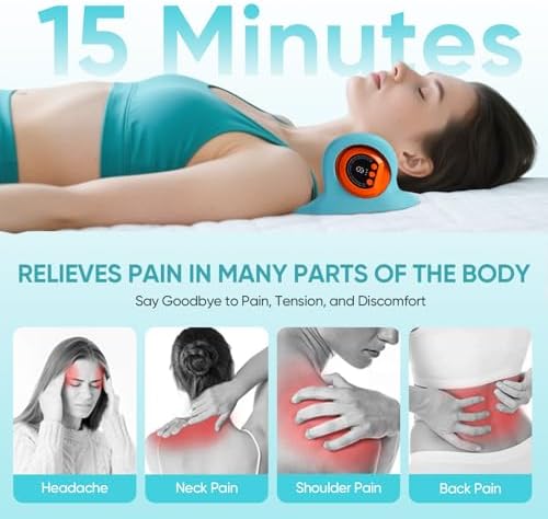 Neck Massager 2026,4-in-1 Neck & Shoulder Massager with Heat and Stretch,Boost Circulation,Pain Relief and Muscle Relax for Neck and Shoulder Relaxation at Home, Office,Car Travel