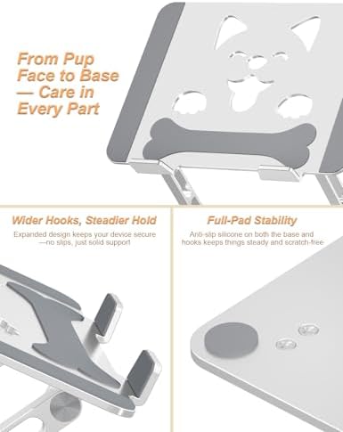 Aoviho Aluminum Laptop Stand for Desk Fit for All 10"-17.3" Laptops, Silver