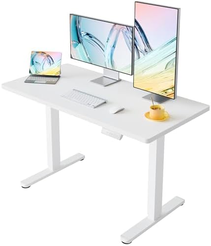 HUANUO 43x24 Inch Electric Standing Desk, Height Adjustable, White