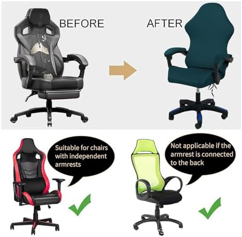 Gaming Chair Cover Set with Armrest Covers, Velvet Stretch Slipcover 1-Piece Form Fit Cover & Chair Armres Covers Included（no Chair） (Forest Green)