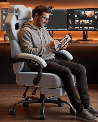 GTPLAYER Big & Tall Gaming Chair, Wide Seat with Footrest, Light Blue