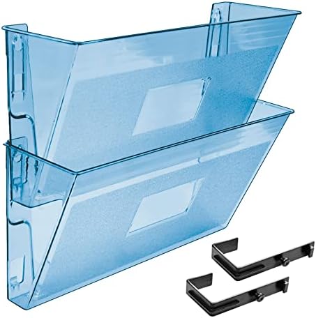 Acrimet Wall Mount Hanging File Organizer Modular, 2 Units, Clear Blue