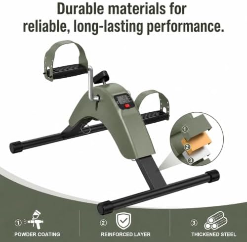 Under Desk Bike Pedal Exerciser for Arms and Legs, Foldable Mini Exercise Bike with LCD Display and Adjustable Resistance for Home and Office