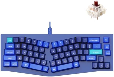 Keychron Q8 Wired Custom Mechanical Keyboard, 65% Alice Layout QMK/VIA Programmable with Hot-swappable Gateron G Pro Brown Switch Double Gasket Compatible with Mac Windows Linux (Blue)