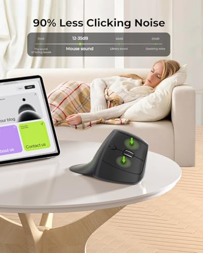 seenda MOE302 Wireless Vertical Ergonomic Mouse for Wrist Comfort,Black