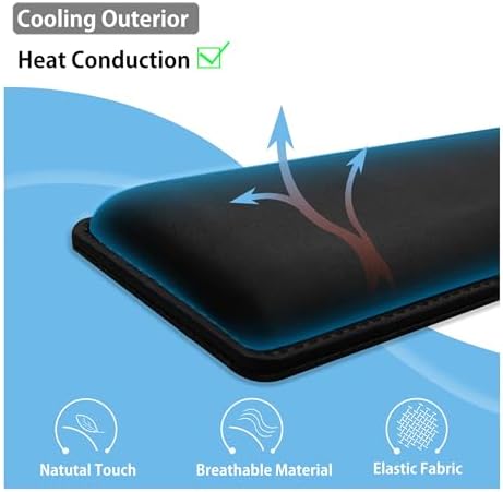 Faluber Cooling Gel Wrist Rest, 14.3-inch Length for Tenkeyless Keyboard, Memory Foam Palm Rest with Non-Slip Footpad, Ergonomic Design, Stain Resistant, PC Accessory Gaming Gear (Medium-TKL)