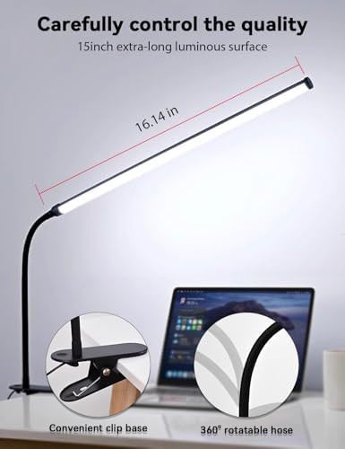 2 Pack LED Desk Lamp with Clamp, Dimmable Clip on Light for College Dorm Room, Eye-Friendly Reading Study Lamp for Students, Flexible Gooseneck Bedside Light, Home Office Desk Lights Bedroom