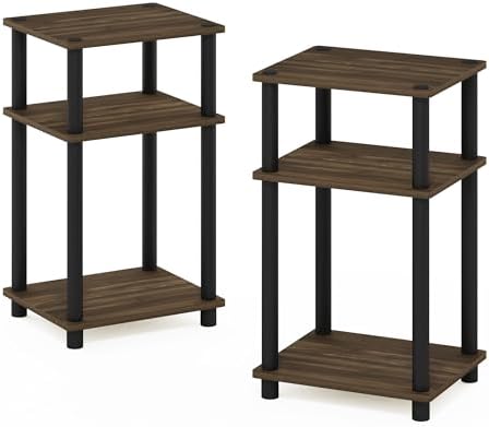 Furinno JUST Set of 2 Toolless 3-Tier Night Stand, Columbia Walnut