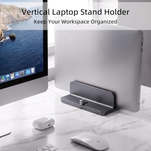 Aluminum Vertical Laptop Stand Holder, Adjustable Dock for MacBook