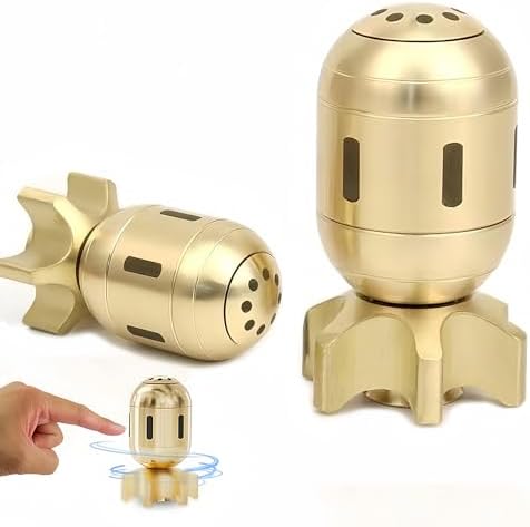 Fidget Spinner-Desk Toys, Metal Fidget Spinners, Fidget Toys Adults, Cool Gadgets for Kids, ADHD Stress Relief EDC Finger Spinning Toy, Brass Atomic Bomb Sculpture Office Home Decor