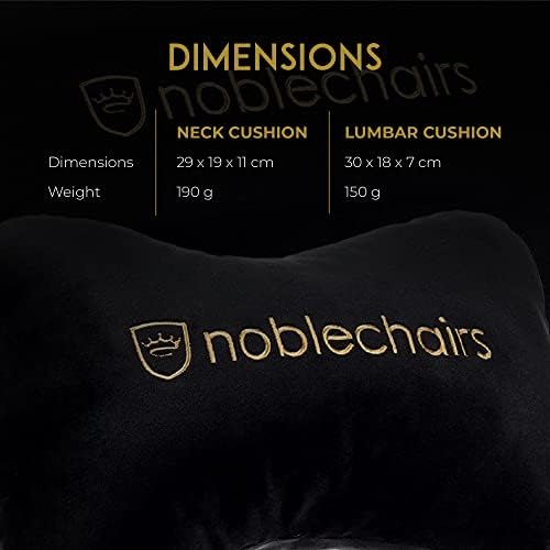 noblechairs Lumbar-Support Pillow, Gaming-Chair Cushion Set, Black/Gold