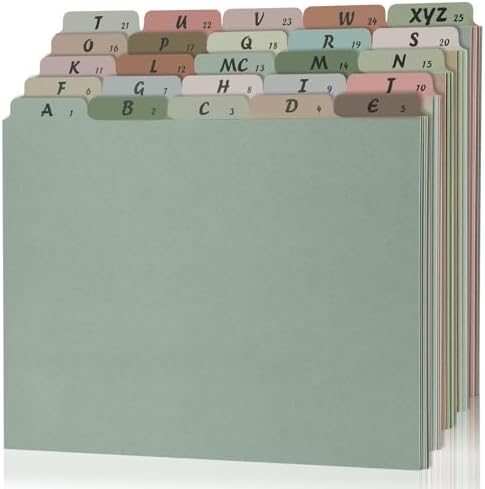 gisgfim 25 Alphabet File Guides, A‑Z Top‑Tab File Cabinet Dividers, Morandi