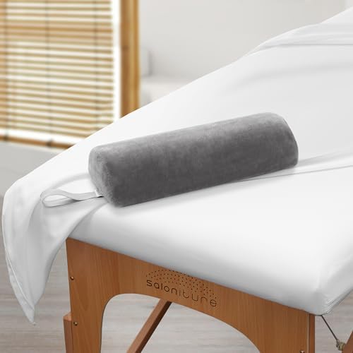 Saloniture Half Round Neck Massage Table Bolster Pillow Pad - 13 x 6 x 3 Inch - Gray Velour