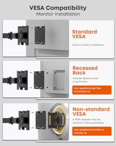 Monitor Wall Mount for up to 49 inch Ultrawide Screens, Max Holds 44lbs