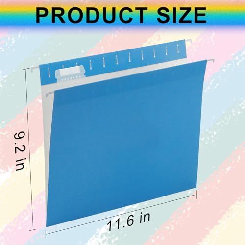 pmybupo Blue 25 Pack Hanging File Folders,Cabinet Organizer Letter Size 1/5 Cut Adjustable Label Decoration Home Office School Classroom